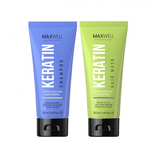 Комплект для домашнего ухода MAXWELL Keratin Shampoo 250 ml + Keratin Mask 250 ml