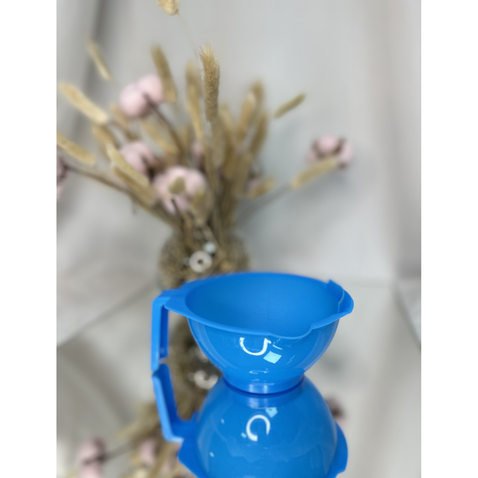 Миска парикмахера с ручкой и гребнем, синяя