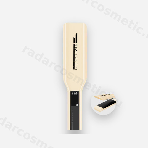 Утюжок MZ Titanium молочный, черные пластины, глянец