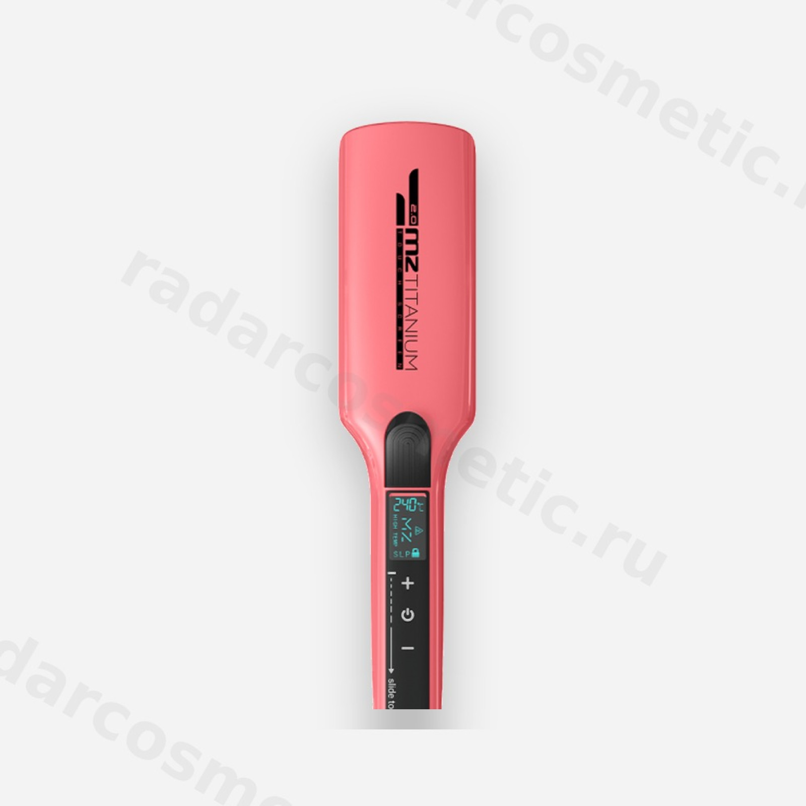 Утюжок MZ Titanium 2.0 коралловый, широкие черные пластины, глянец