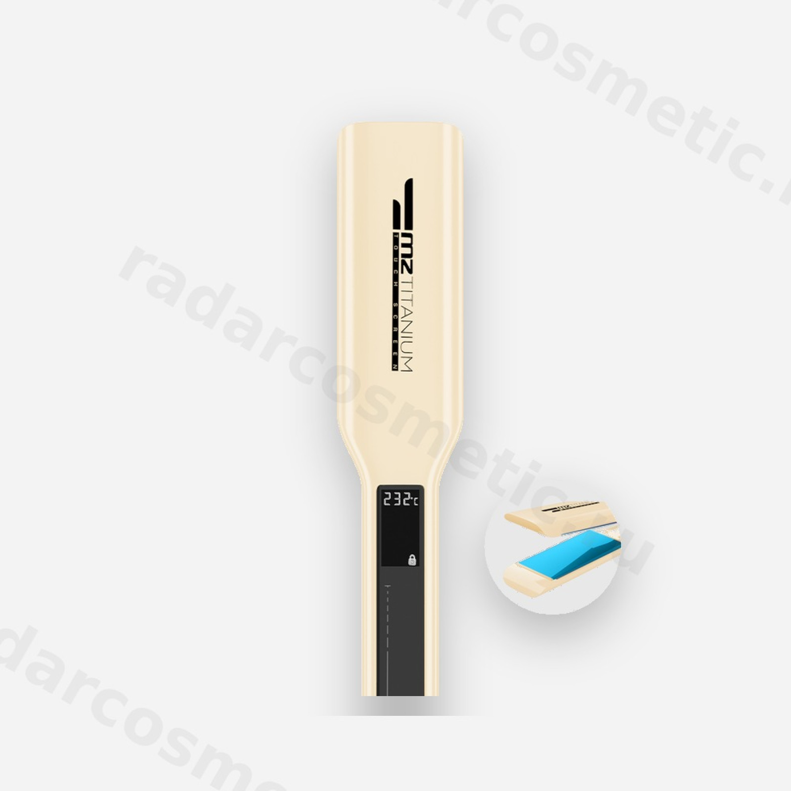 Утюжок MZ Titanium молочный, голубые пластины, матовый