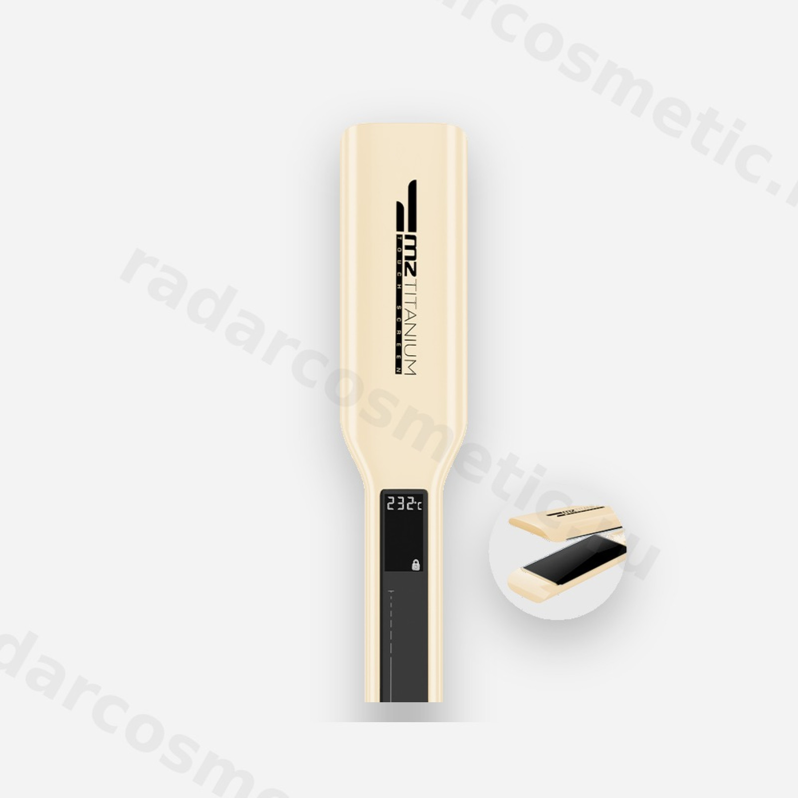 Утюжок MZ Titanium Молочный,черные широкие пластины, матовый, титан, 230С