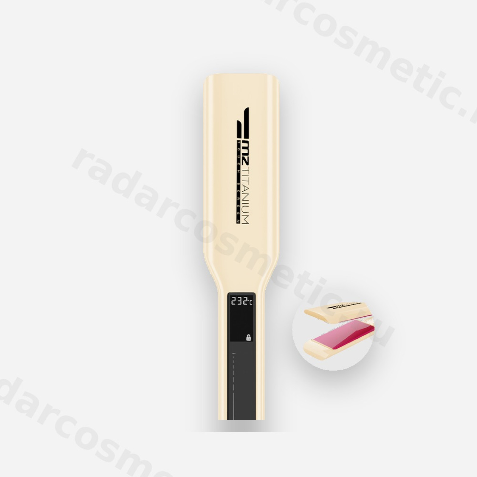 Утюжок MZ Titanium молочный, розовые пластины, глянец